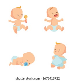 Set Smiling Little Baby Boy Diaper Stock Vector (Royalty Free) 1494791585