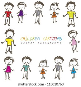 children cartoons over white background. vector illustration