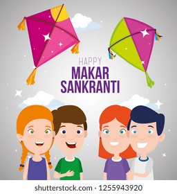 children celebrate makar sankranti with kites
