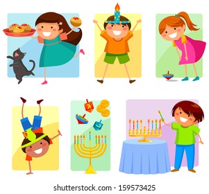 niños celebrando Hanukkah