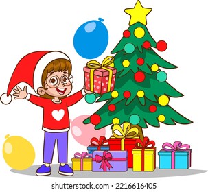 Children Celebrating New Year And Christmas