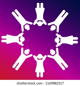 Children cercle icon vector illustrator creative design purple and pink gradient background