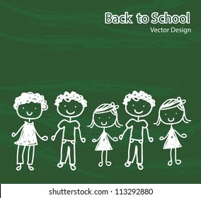 children chalked on a board  representing the back to school