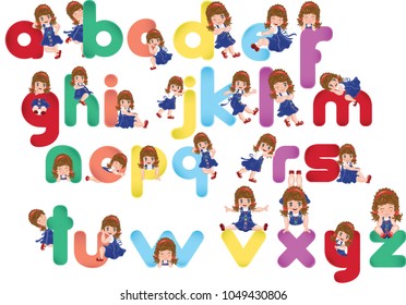 Children Character English Alphabet Vector
