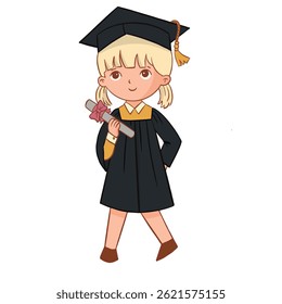 a children character illustrations wearing toga for graduation template