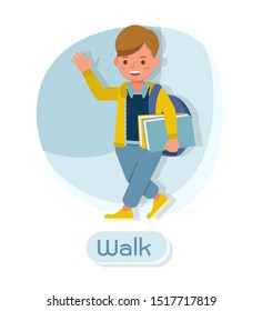 Children character vector design. Presentation in various action with emotions and walk.