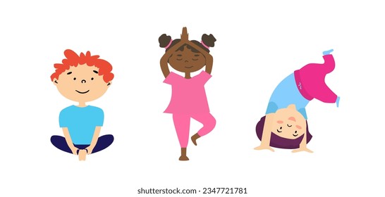 children character vector. set of yoga characters