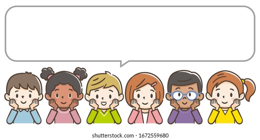 Children with cheeks with smiles.