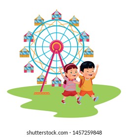 children in the chicago wheel isolated vector illustration graphic design