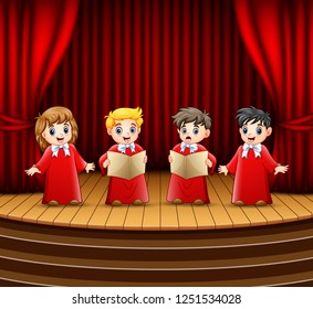 Children choir performing on the stage
