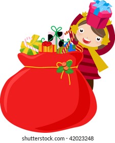 children and christmas bag