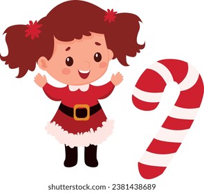 children in Christmas costumes. Illustration of Christmas concept kids figures dressed as Santa. children vector illustration. children at christmas. child 