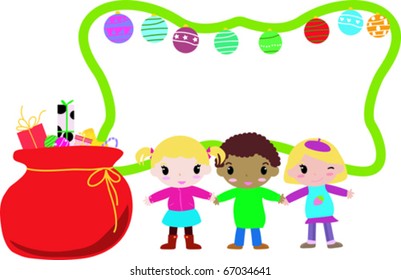 children and christmas frame