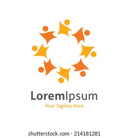 Children circle education happiness care vector logo icon