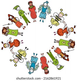 Children Circle. Real drawing by hand. Colorful vector sign.