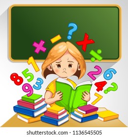 children in classroom do not understand question and can not answer, vector illustration, you can place relevant content on the area.