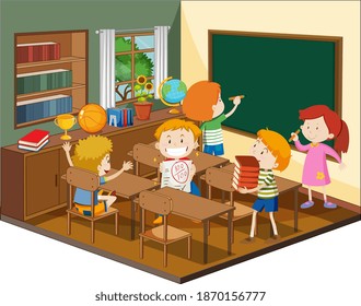 Kids Learning Classroom Illustration Stock Vector (Royalty Free) 543417766