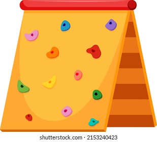 Muro de escalada infantil en ilustración de fondo blanco