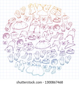 Children clothes. Background for babies, kids patterns.