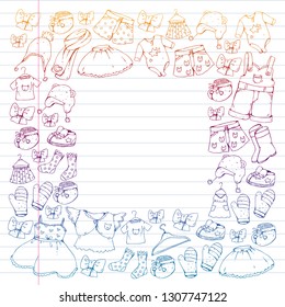 Children clothes. Background for babies, kids patterns.