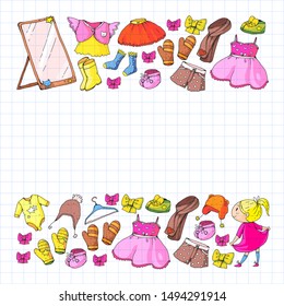 Children clothes. Background for babies, kids patterns.