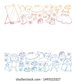 Children clothes. Background for babies, kids patterns.