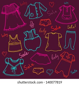 Children clothes sale background - vector
