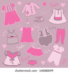 Children clothes sale background - vector