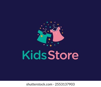 Children Clothing Kids Store Baby Boy Girl Clothes Garment Shop Vector Logo Design Illustration