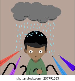 Children with clouds and rain