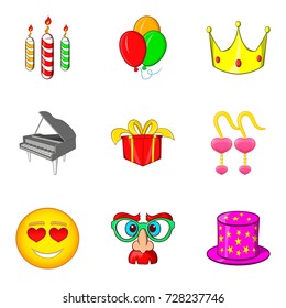 Children club icons set. Cartoon set of 9 children club vector icons for web isolated on white background