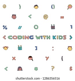 Children Coding Illustration. Coding For Kids Articles And Sites. Programming Education.