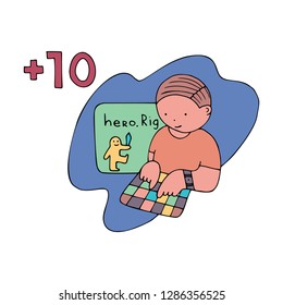 Children coding illustration. Coding for kids articles and sites. Programming education.