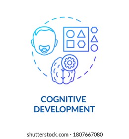 Children cognitive development concept icon. Early childhood and baby growth. Kindergarten.Toddlers thinking skills idea thin line illustration. Vector isolated outline RGB color drawing