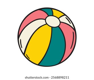 children colored beach ball cartoon doodle hand drawn icon. Colorful drawing line clipart inflatable beach ball symbol. Vector illustration