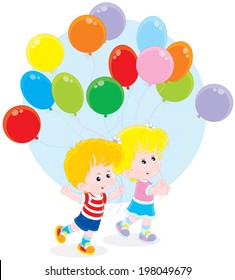 Children with colorful balloons