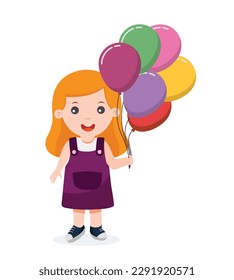 children with colorful balloons celebrating a birthday party vector illustration