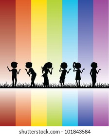 children colorful silhouettes background for birthday, toddler and others