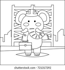 Children coloring book, animal theme.