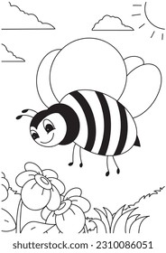 Libros de colores para niños adorables abejas vuelan sobre la flor de hojas