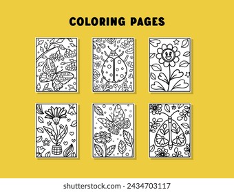 Children Coloring book. Hand drawn coloring for kids with animals. Beautiful simple drawings with patterns. Coloring book pictures. Preschool, kindergarten education. Children activities sheets