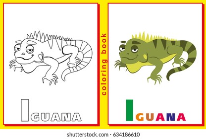 Children Coloring Book With Letters And Words The Letter I Iguana Vector Image Children Coloring Book With Letters And Words The Letter I Iguana Vector Image