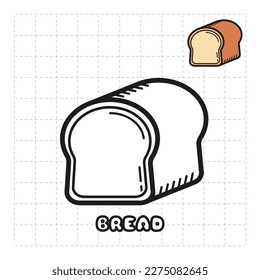 Children Coloring Book Object. Food Series - Bread
