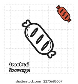 Children Coloring Book Object. Food Series - Smoked Sausage