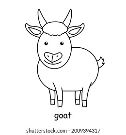 children coloring book on the theme of animal vector, goat