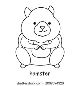 children coloring book on the theme of animal vector, hamster