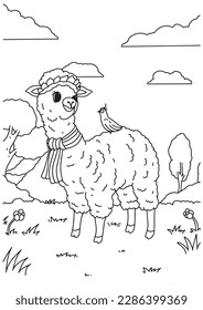 Children coloring book page 10 ilama bird nature