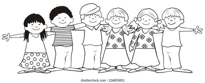 children, coloring book, vector icon