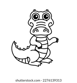 Children coloring book. Vector illustration of alligator, crocodile in a cartoon style