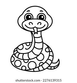 Children coloring book. Vector illustration of snake, boa in a cartoon style